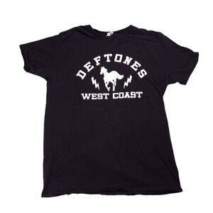Deftones Graphic T-Shirt Mens Medium Black Good West Coast White Pony Logo